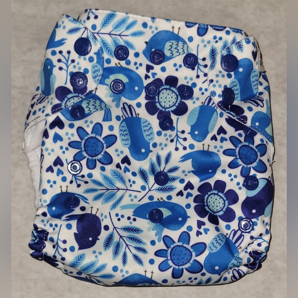 Mama Koala blue Paisley reusable diaper One Size includes 2 inserts